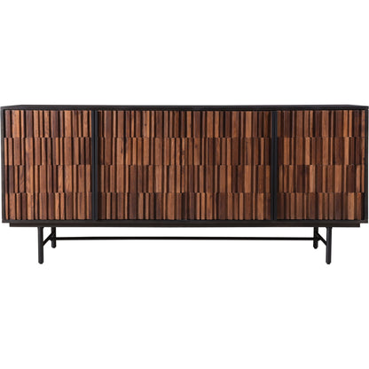 Jackson Sideboard by Moe's Home Collection in body - black matt doors - natural sheesham inside finish - black matt base - black matt powder cote and body - black matt doors - natural sheesham inside finish - black matt ba