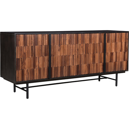 Jackson Sideboard by Moe's Home Collection in body - black matt doors - natural sheesham inside finish - black matt base - black matt powder cote and body - black matt doors - natural sheesham inside finish - black matt base 