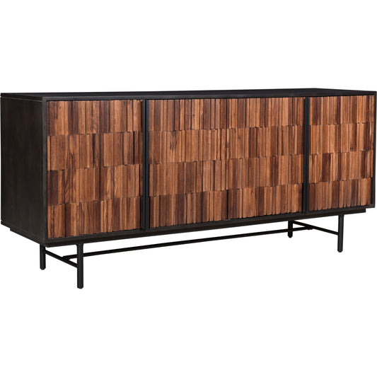Jackson Sideboard by Moe's Home Collection in body - black matt doors - natural sheesham inside finish - black matt base - black matt powder cote and body - black matt doors - natural sheesham inside finish - black matt ba