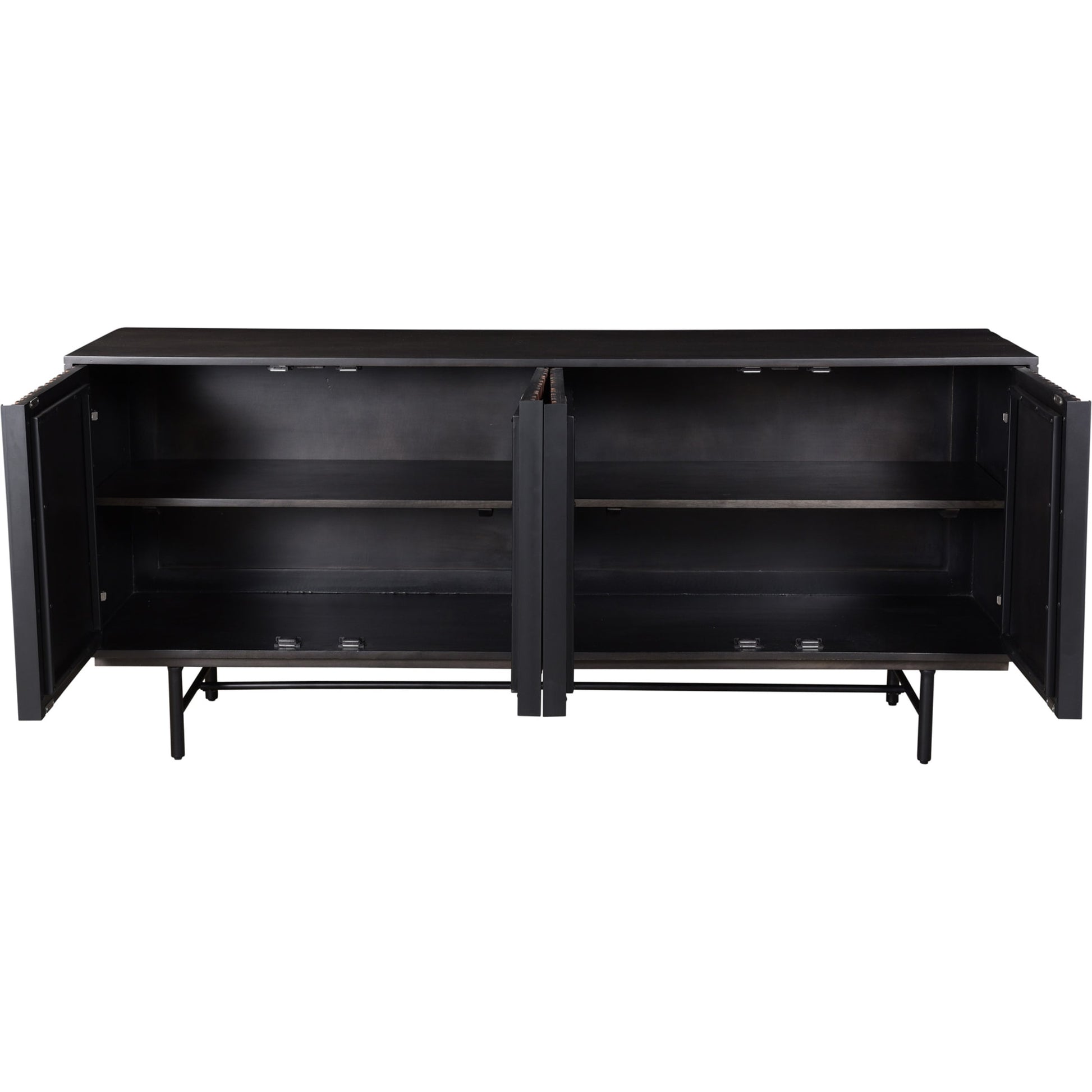 Jackson Sideboard by Moe's Home Collection in body - black matt doors - natural sheesham inside finish - black matt base - black matt powder cote and body - black matt doors - natural sheesham inside finish - black matt ba