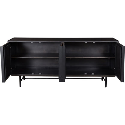 Jackson Sideboard by Moe's Home Collection in body - black matt doors - natural sheesham inside finish - black matt base - black matt powder cote and body - black matt doors - natural sheesham inside finish - black matt ba