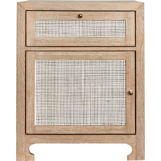 Ruth One Door Cabinet by Worlds Away in cerused oak. Made from unique in a cottage & farmhouse style.