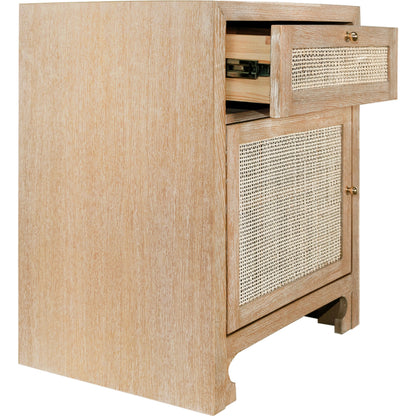Ruth One Door Cabinet by Worlds Away in cerused oak. Made from unique in a cottage & farmhouse style.
