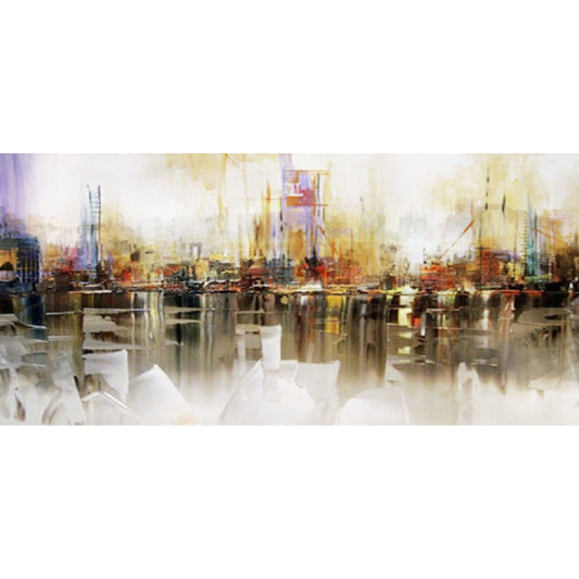 Surya Wall Decor Wall Art Piece - 16733 by Surya in yellow, brown, white. Made from canvas in a modern style.