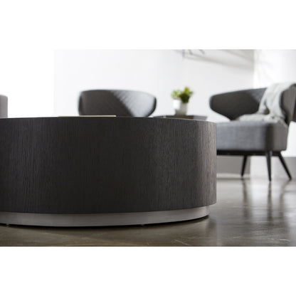 Roto Coffee Table by Essentials For Living in natural gray, silver. Made from oak, metal in a modern style.