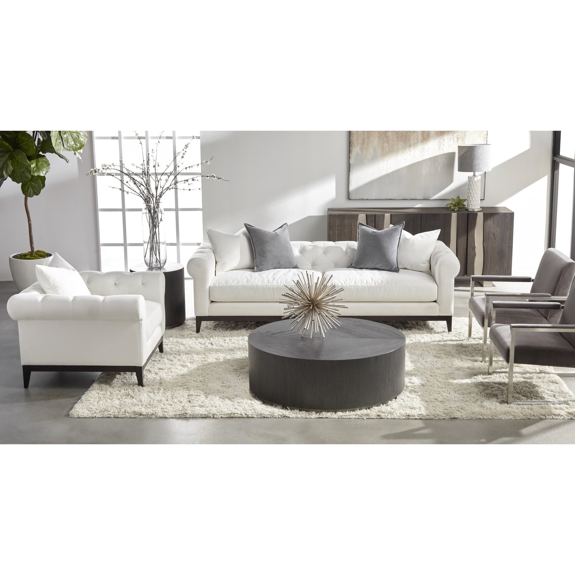 Roto End Table by Essentials For Living in natural gray, silver. Made from oak, metal in a modern style.
