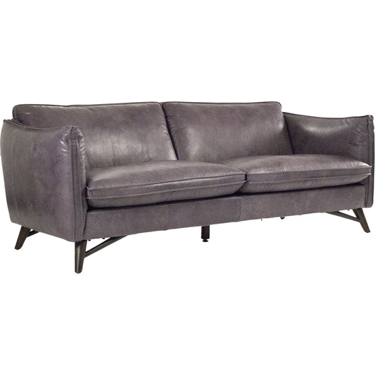Lionel Sofa by Zentique in gray and rubberwood, top-grain leather. Made from rubberwood, top-grain leather in a modern style.