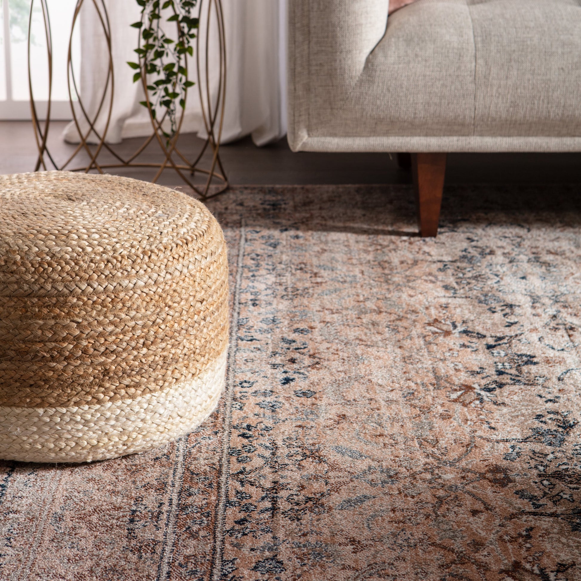 Saba Oliana Pouf by Jaipur Living. Made from 100% jute in a coastal style.