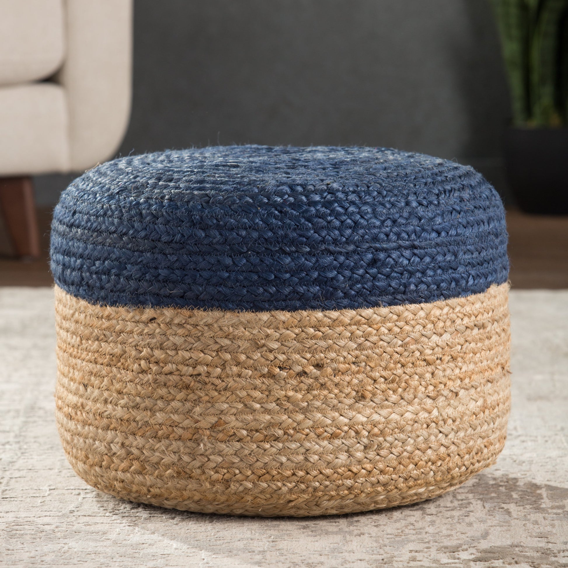 Saba Oliana Pouf by Jaipur Living. Made from 100% jute in a coastal style.