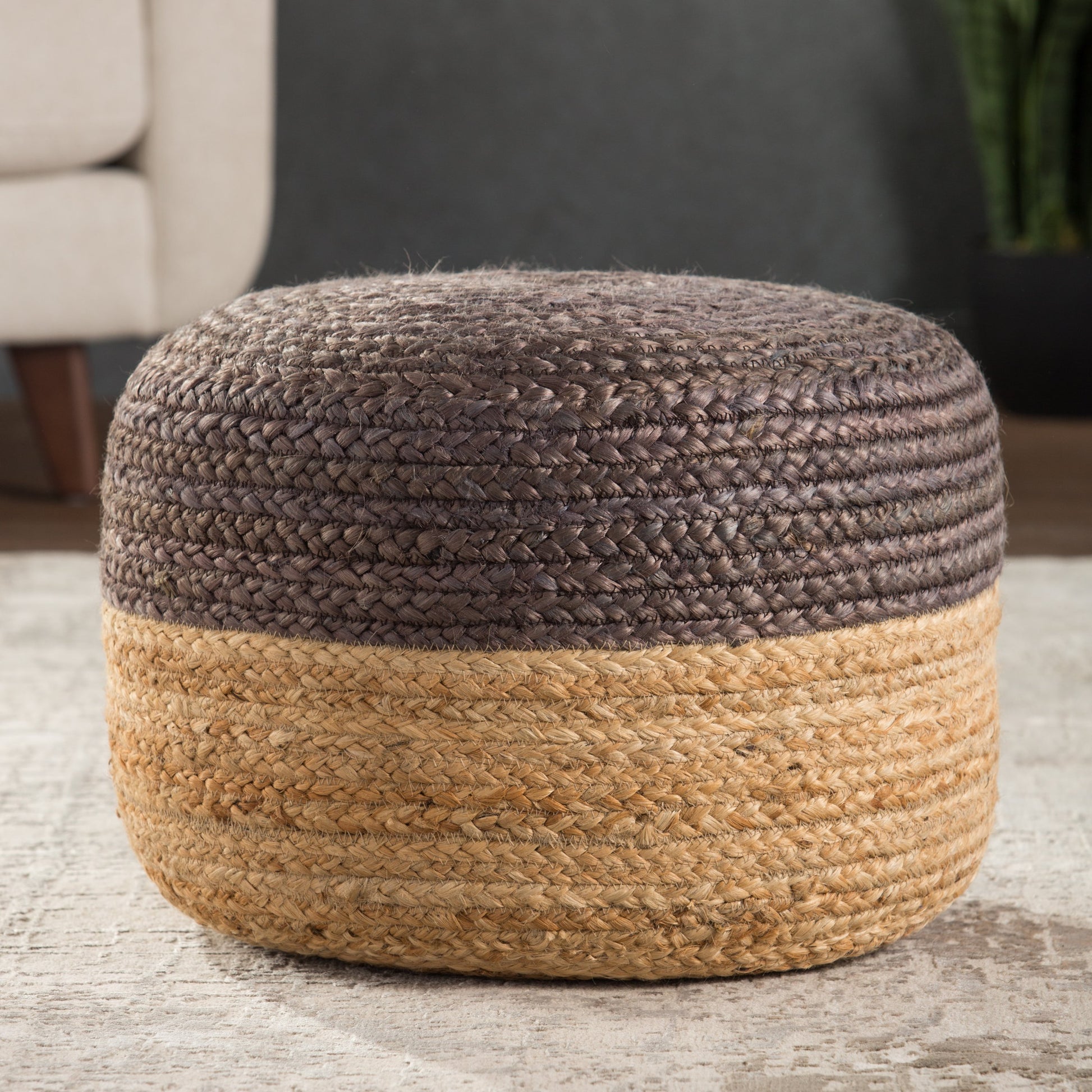 Saba Oliana Pouf by Jaipur Living. Made from 100% jute in a coastal style.