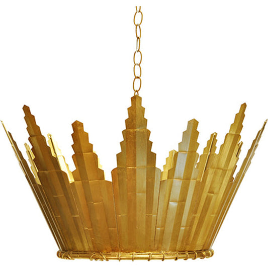Santorini Chandelier by Worlds Away in gold leaf. Made from metal in a transitional style.