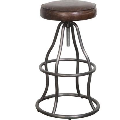 Bowie Bar Stool by LH Imports. Made from leather, metal in a rustic style.