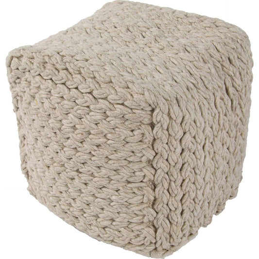 Scandinavia Pouf SCP14 Pouf by Jaipur Living in moonbeam. Made from 100% wool in a modern style.