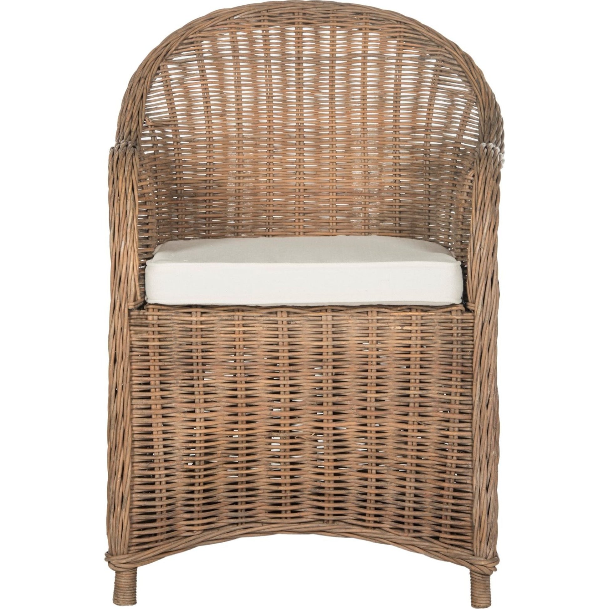 Schenectady Club Chair by HedgeApple Essentials in natural, white. Made from rattan in a traditional style.