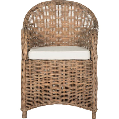 Schenectady Club Chair by HedgeApple Essentials in natural, white. Made from rattan in a traditional style.
