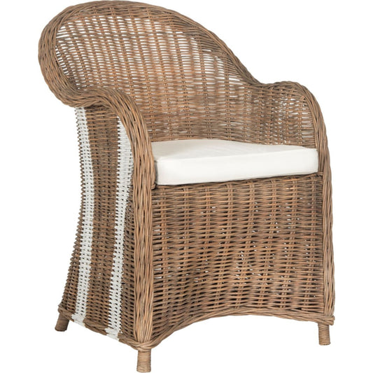 Schenectady Club Chair by HedgeApple Essentials in natural, white. Made from rattan in a traditional style.