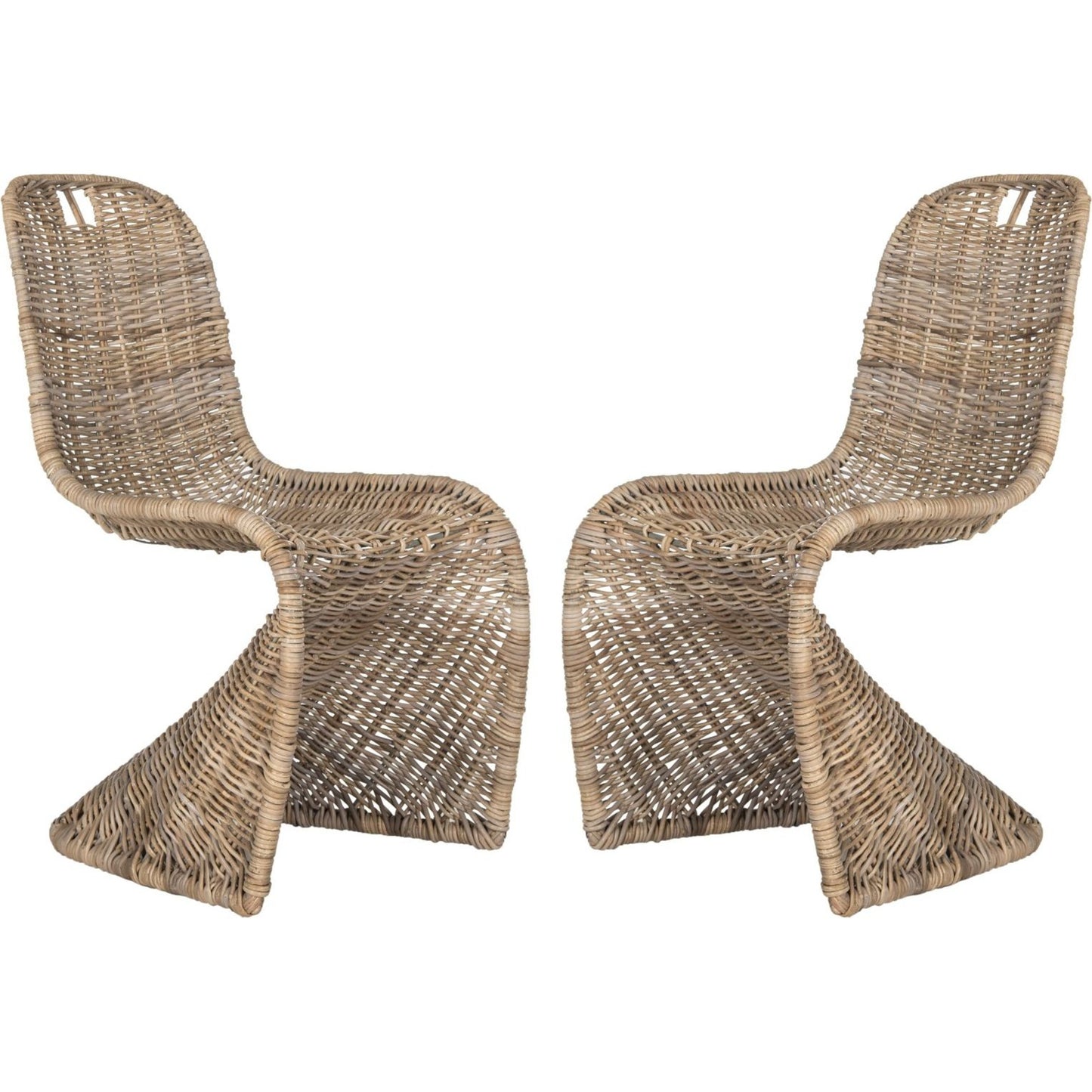 001 O-SAFAVIEH-SEA7007A-SET2 | Primary Silo | Fairview Dining Chair (Set of 2) by HedgeApple Essentials in gray. Made from rattan, kubu in a modern style.