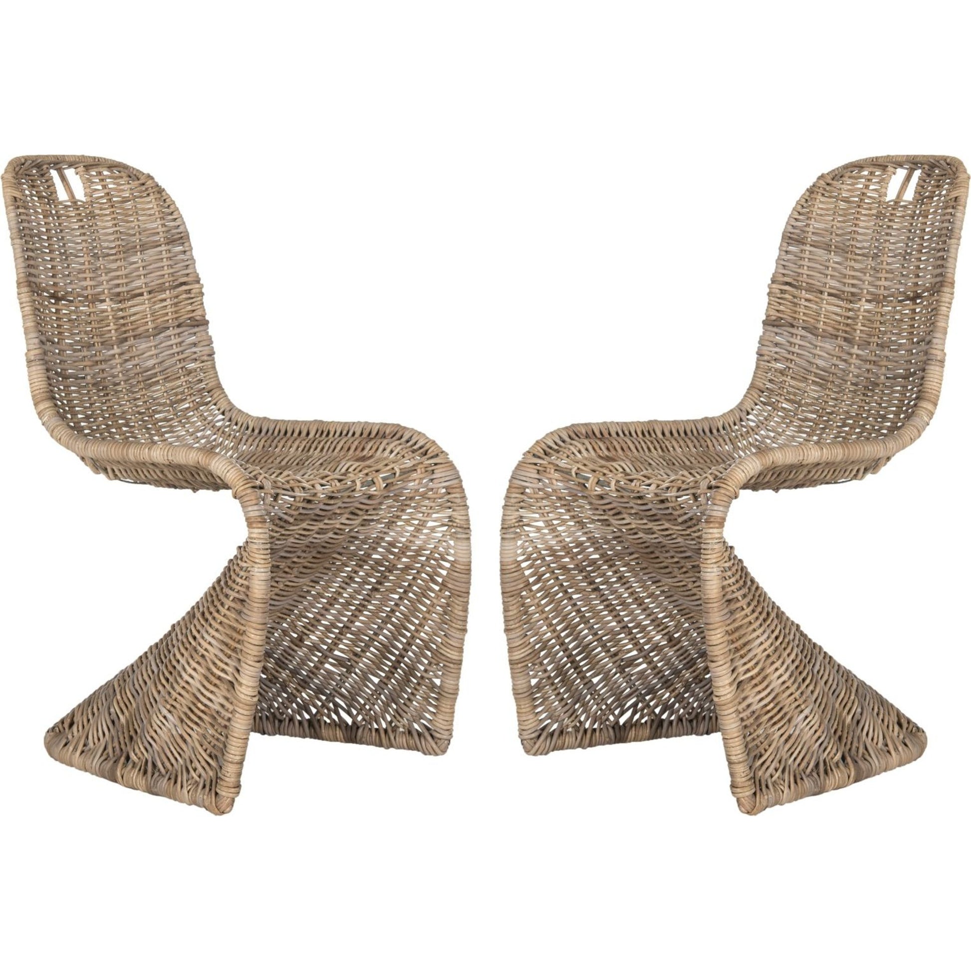 Fairview Dining Chair (Set of 2) by HedgeApple Essentials in gray. Made from rattan, kubu in a modern style.