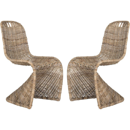 Fairview Dining Chair (Set of 2) by HedgeApple Essentials in gray. Made from rattan, kubu in a modern style.