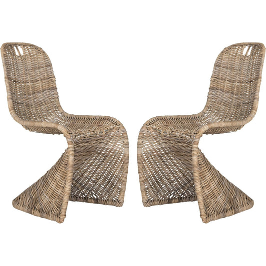 Fairview Dining Chair (Set of 2) by HedgeApple Essentials in gray. Made from rattan, kubu in a modern style.