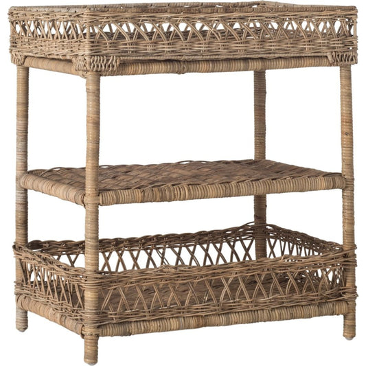 Ajani Rack by Safavieh in gray. Made from rattan in a modern style.