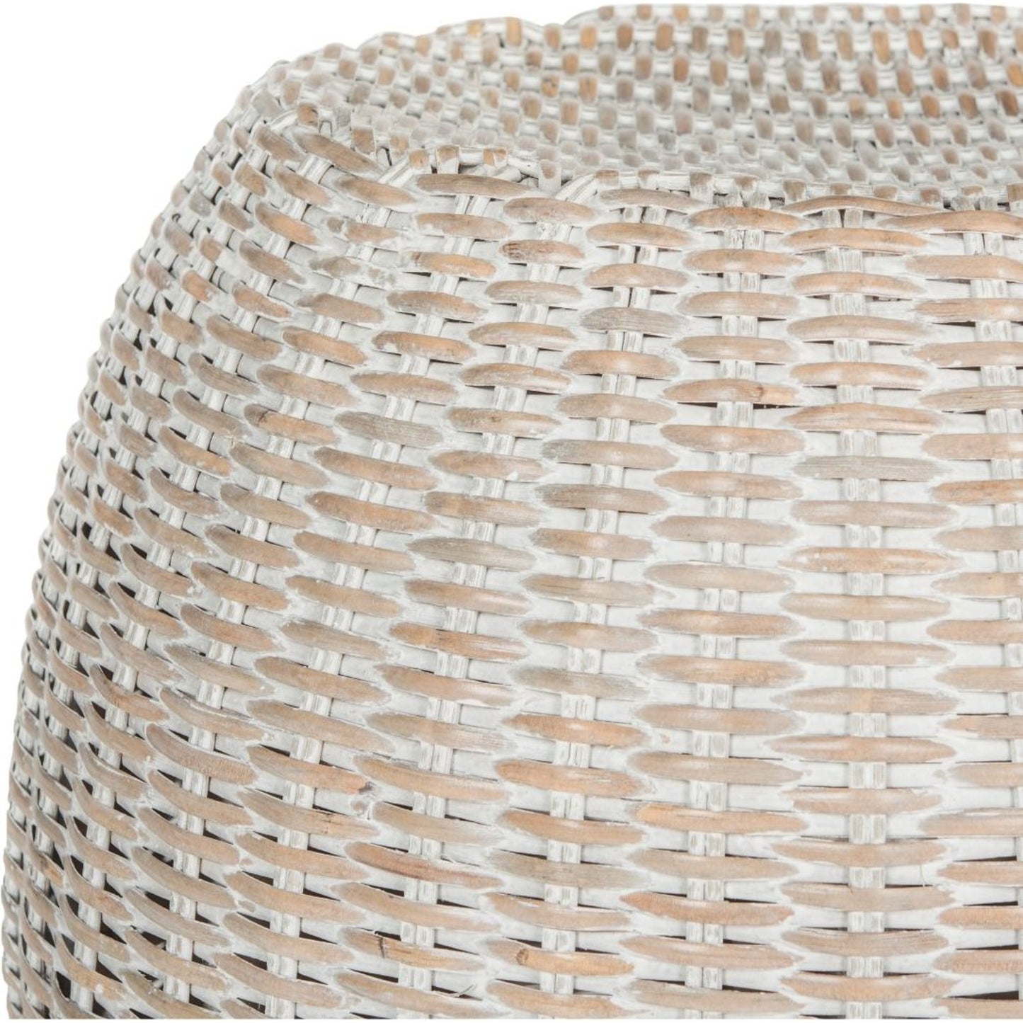 035 O-SAFAVIEH-SEA8022B | Closeup | Durham Stool by HedgeApple Essentials. Made from rattan frame, rattan peel weave in a modern style.