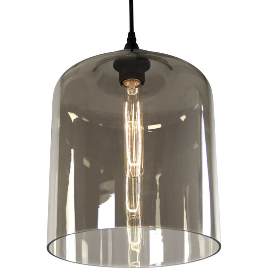 Zara Hanging Light by Zentique in antique black, brass and metal. Made from metal, smoky glass in a modern style.