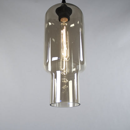Aiden Hanging Light by Zentique in tinted gray and glass. Made from metal, smoky glass in a modern style.
