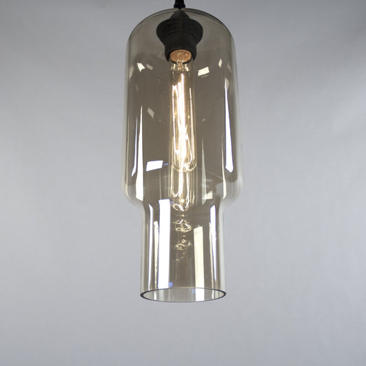 Aiden Hanging Light by Zentique in tinted gray and glass. Made from metal, smoky glass in a modern style.