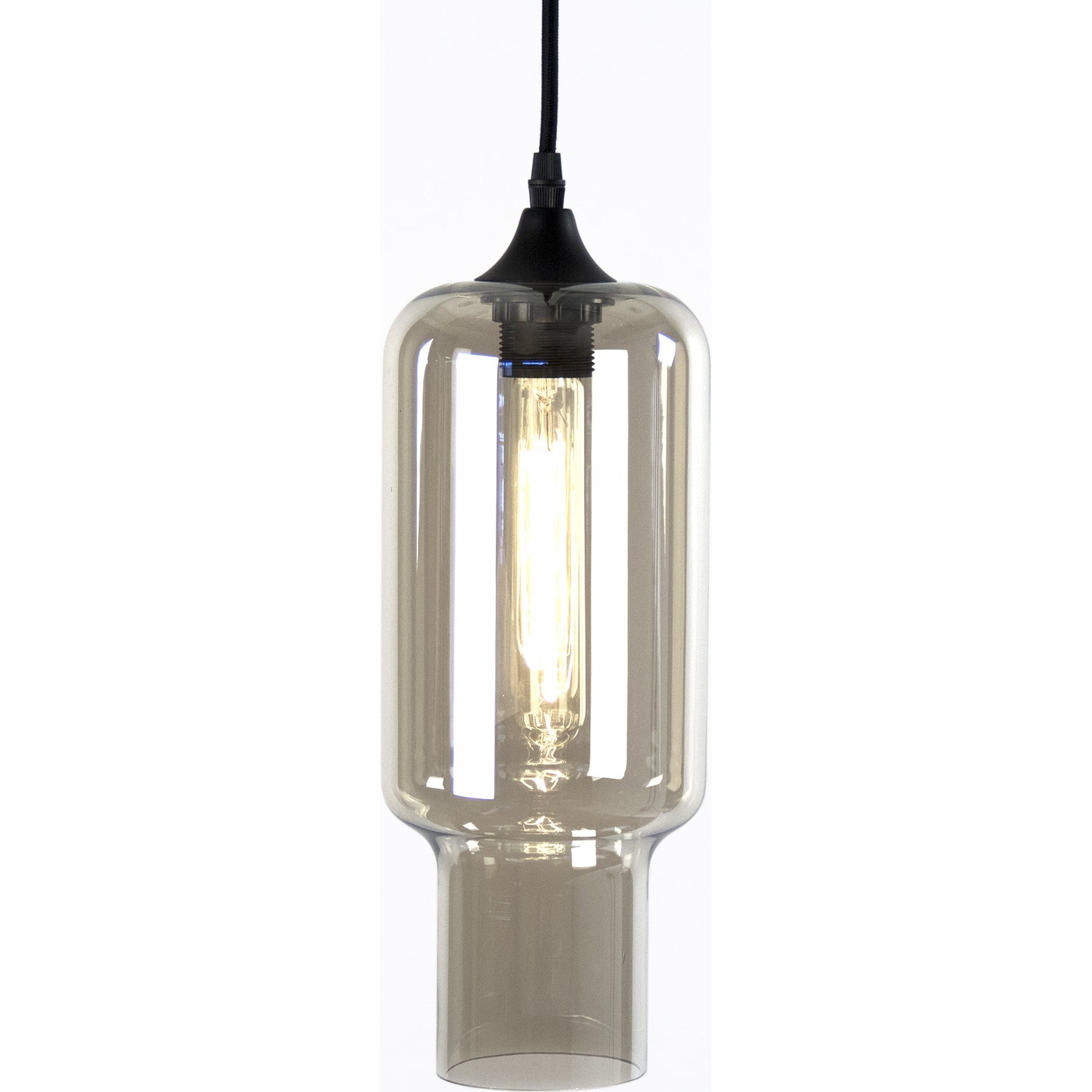 Aiden Hanging Light by Zentique in tinted gray and glass. Made from metal, smoky glass in a modern style.