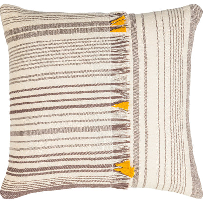 Springville Pillow - 9193 by Surya in cream, tan, dark brown. Made from front: 100% cotton, back: 100% cotton in a transitional style.