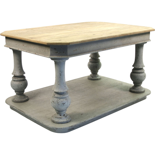 Lincoln Center Table by Zentique in natural top, distressed gray base and poplar, birch, elm, plywood. Made from poplar, birch, elm, plywood in a cottage & farmhouse style.