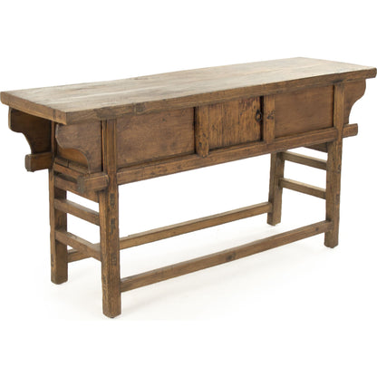 Antique Noodle Table by Zentique in distressed stain and wood. Made from unique in a cottage & farmhouse style.