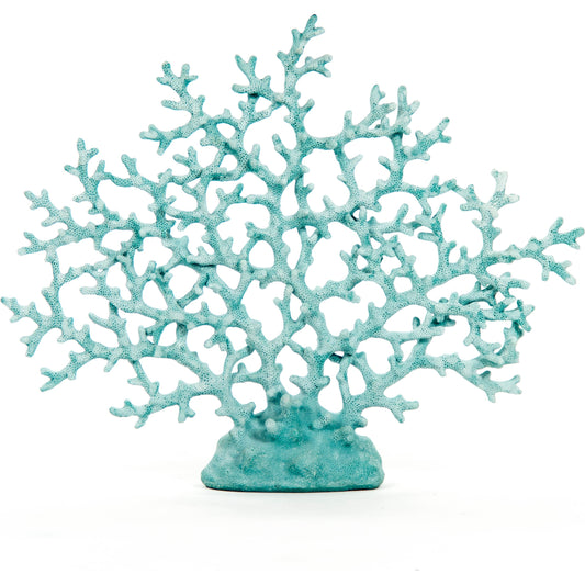 Blue Coral by Zentique in distressed aqua blue and polyresin. Made from polyresin in a coastal style.