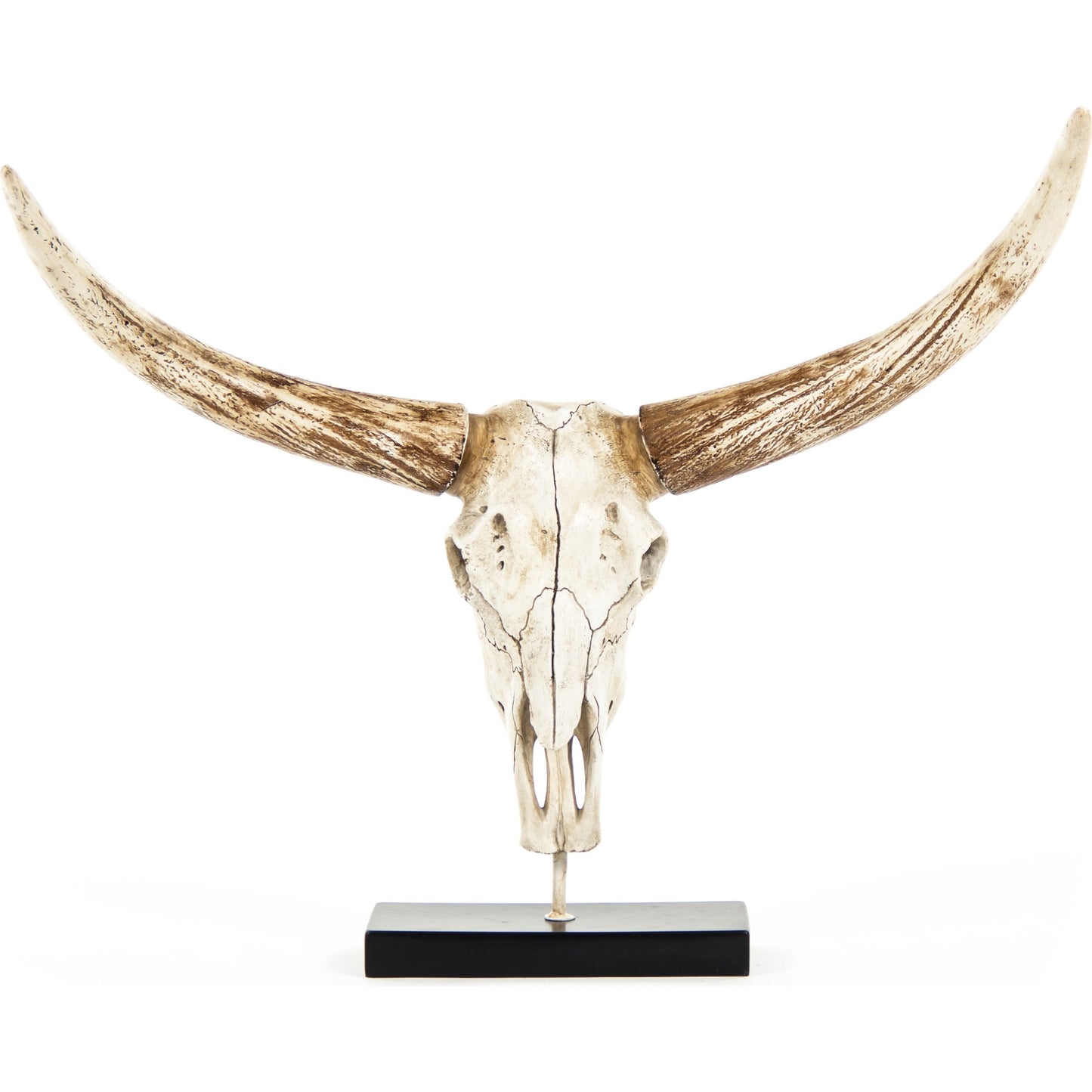 002 S-336796 | Additional Silo | Bull Skull by Zentique in distressed white, brown and polyresin. Made from polyresin in a rustic style.