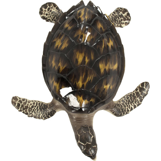 Sea Turtle Sculpture by Zentique in black, cream and resin. Made from resin in a coastal style.
