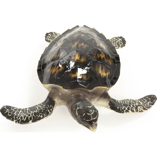 Sea Turtle Sculpture by Zentique in black, cream and resin. Made from resin in a coastal style.