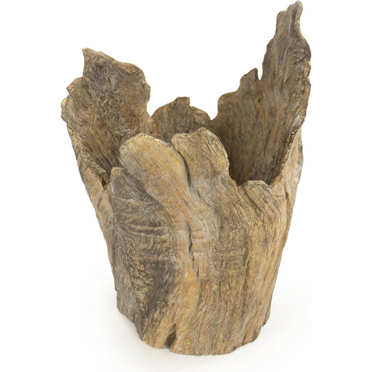 Wooden Sculpture by Zentique in distressed brown and resin. Made from resin in a rustic style.