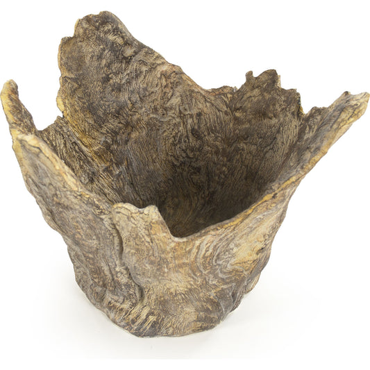 Wooden Sculpture by Zentique in distressed brown and resin. Made from resin in a rustic style.