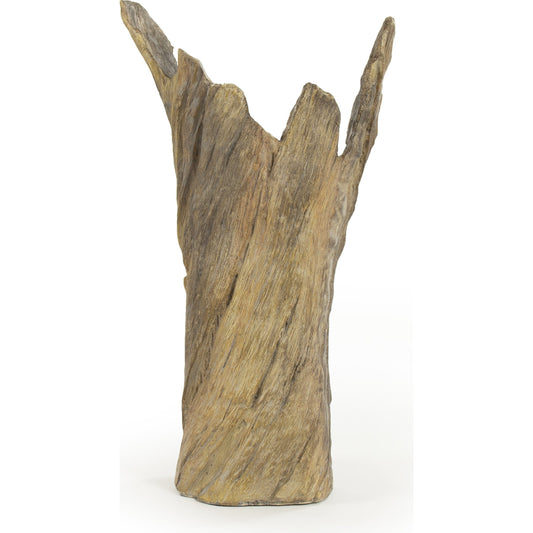 Wooden Sculpture by Zentique in distressed brown and resin. Made from resin in a rustic style.