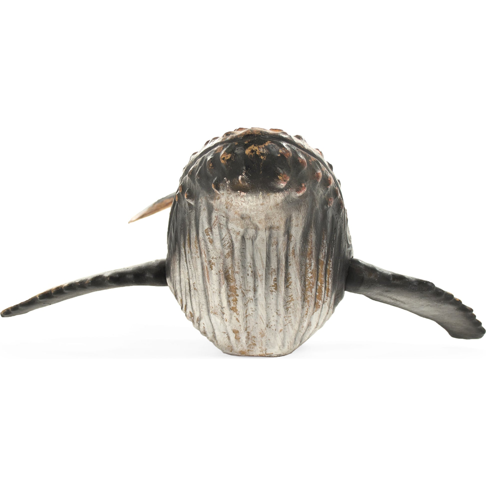 Whale Sculpture by Zentique in distressed black and resin. Made from resin in a coastal style.