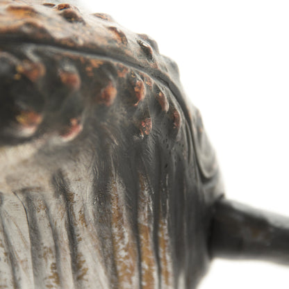 Whale Sculpture by Zentique in distressed black and resin. Made from resin in a coastal style.