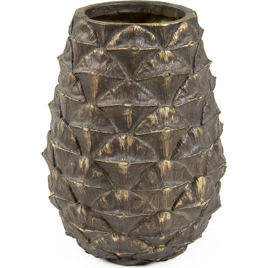 Pineapple Vase by Zentique in distressed bronze and resin. Made from resin in a eclectic & global style.