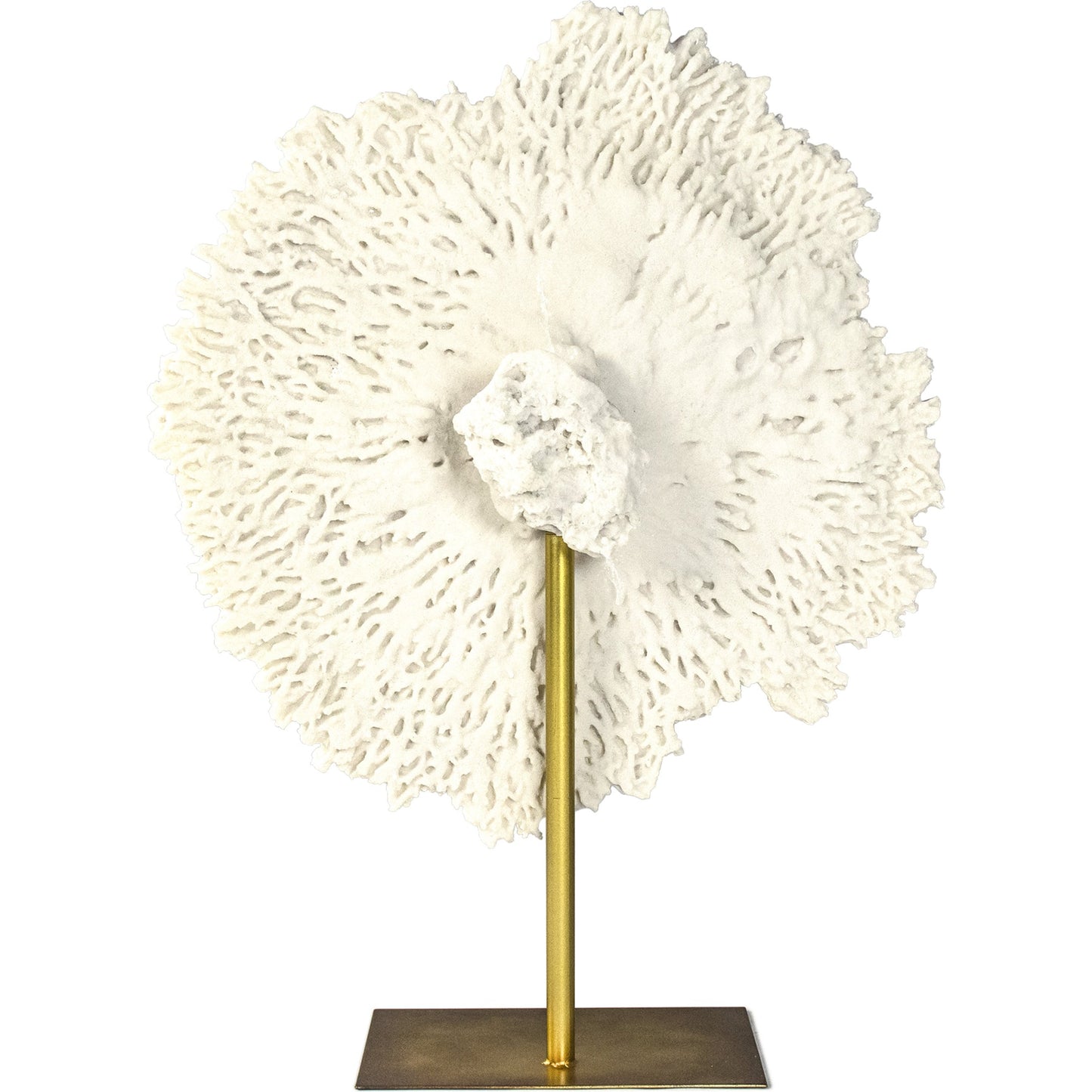 002 SR-900444 | Additional Silo | White Coral on Gold Base by Zentique in off-white, distressed gold and resin, metal. Made from resin, metal in a coastal style.