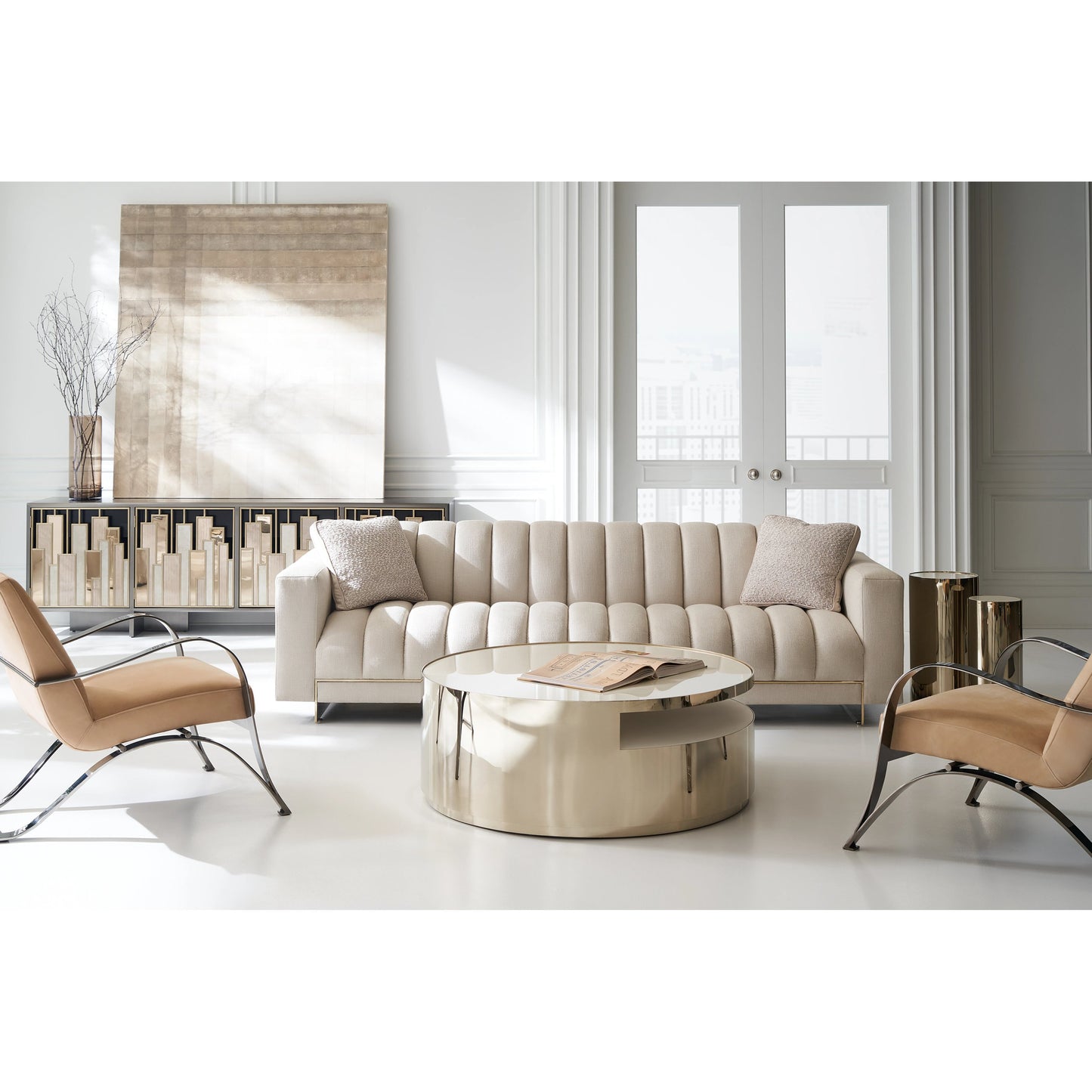 004 SI-1955912 | Lifestyle | Midtown by Caracole in natural and brushed gold, brushed tungsten, dusty silver, mirrored bronze. Made from metal in a modern style.