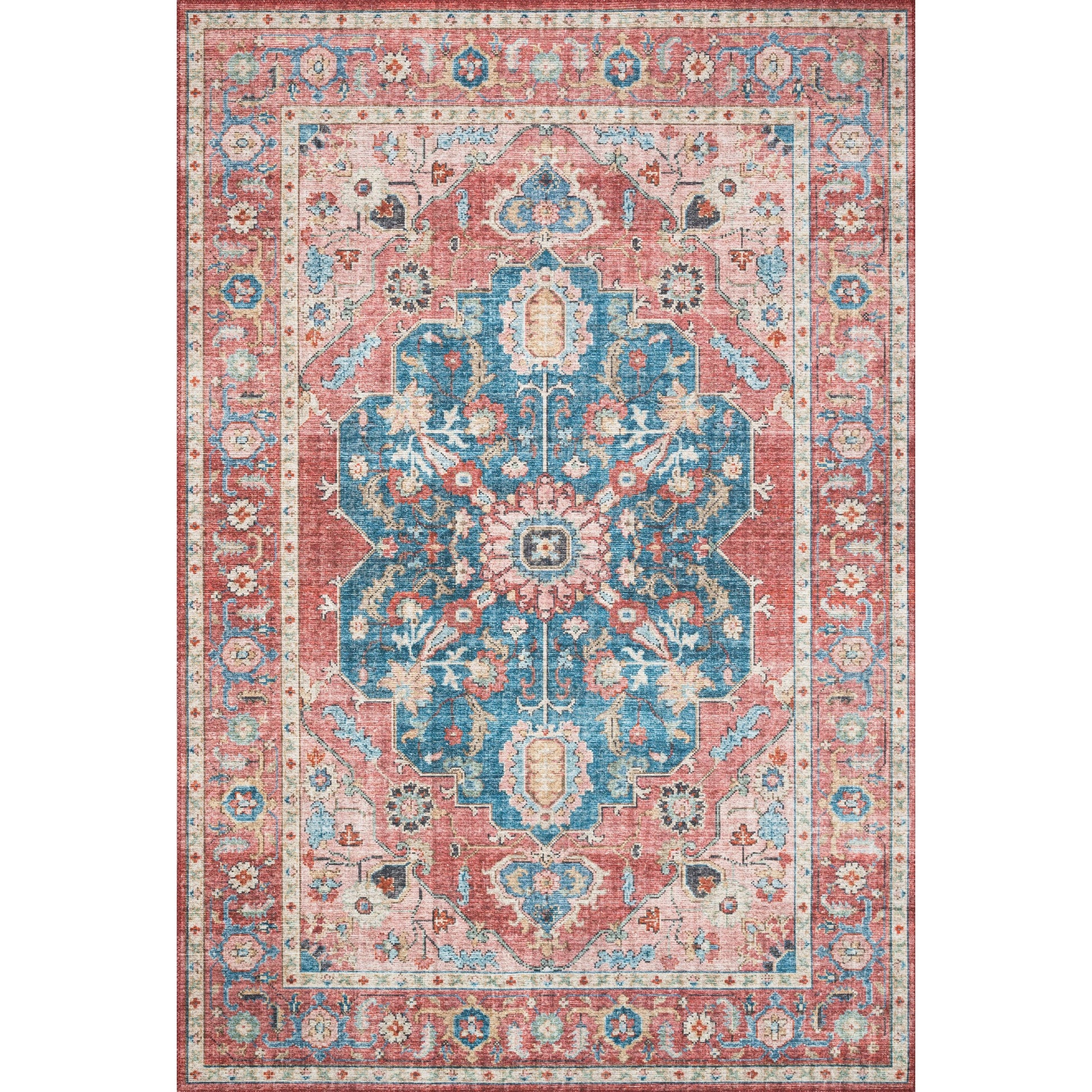 Skye SKY-05 Rug by Loloi II in brick, ocean. Made from 100% polyest