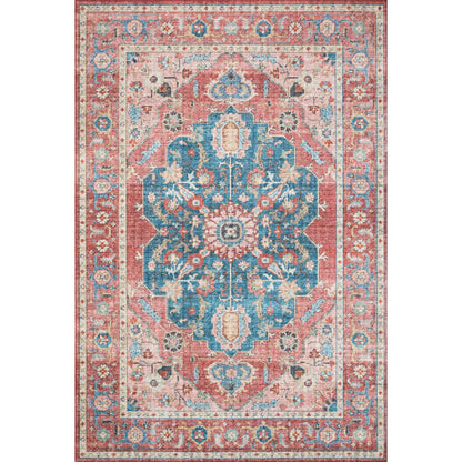 Skye SKY-05 Rug by Loloi II in brick, ocean. Made from 100% polyest