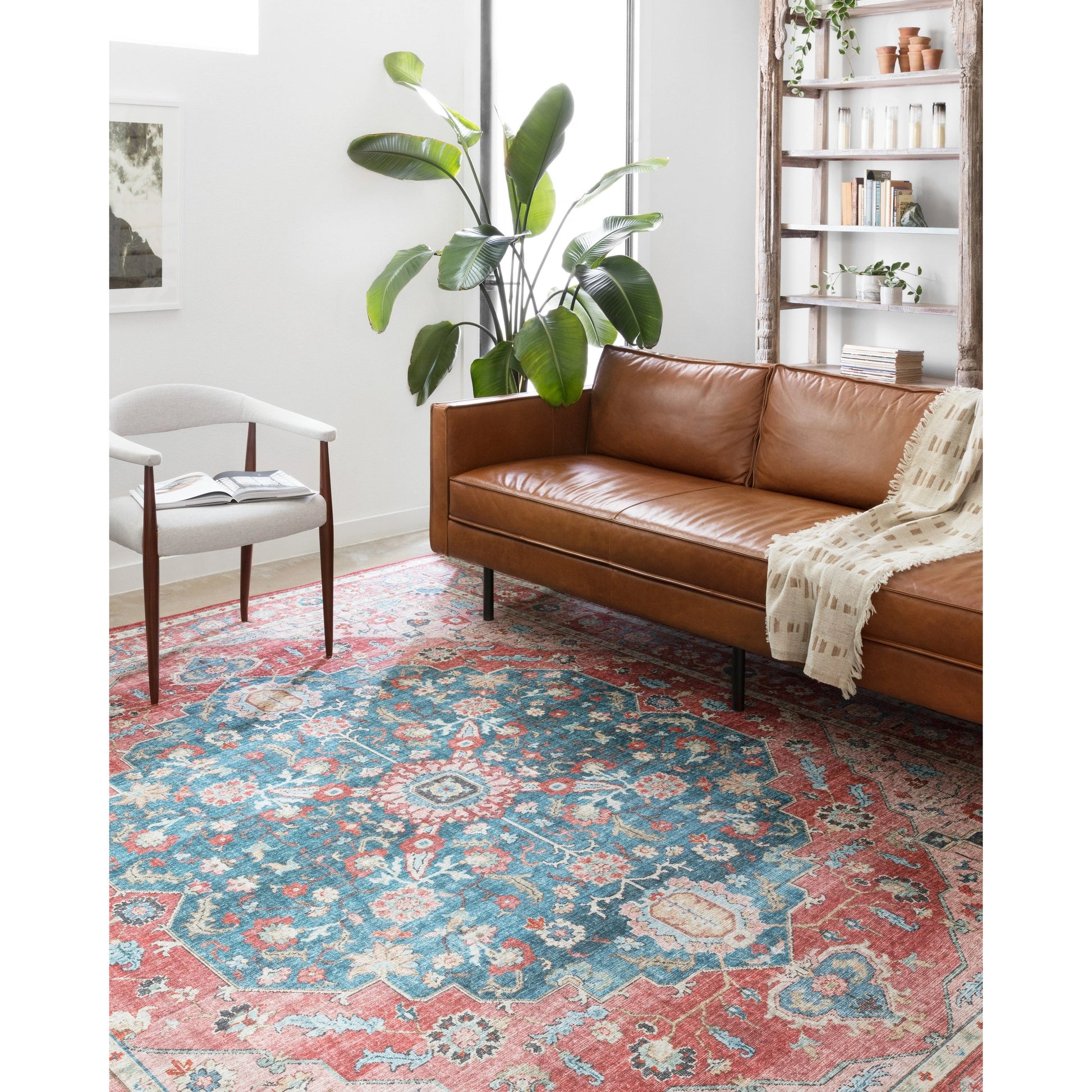 Skye SKY-05 Rug by Loloi II in brick, ocean. Made from 100% polyester 
