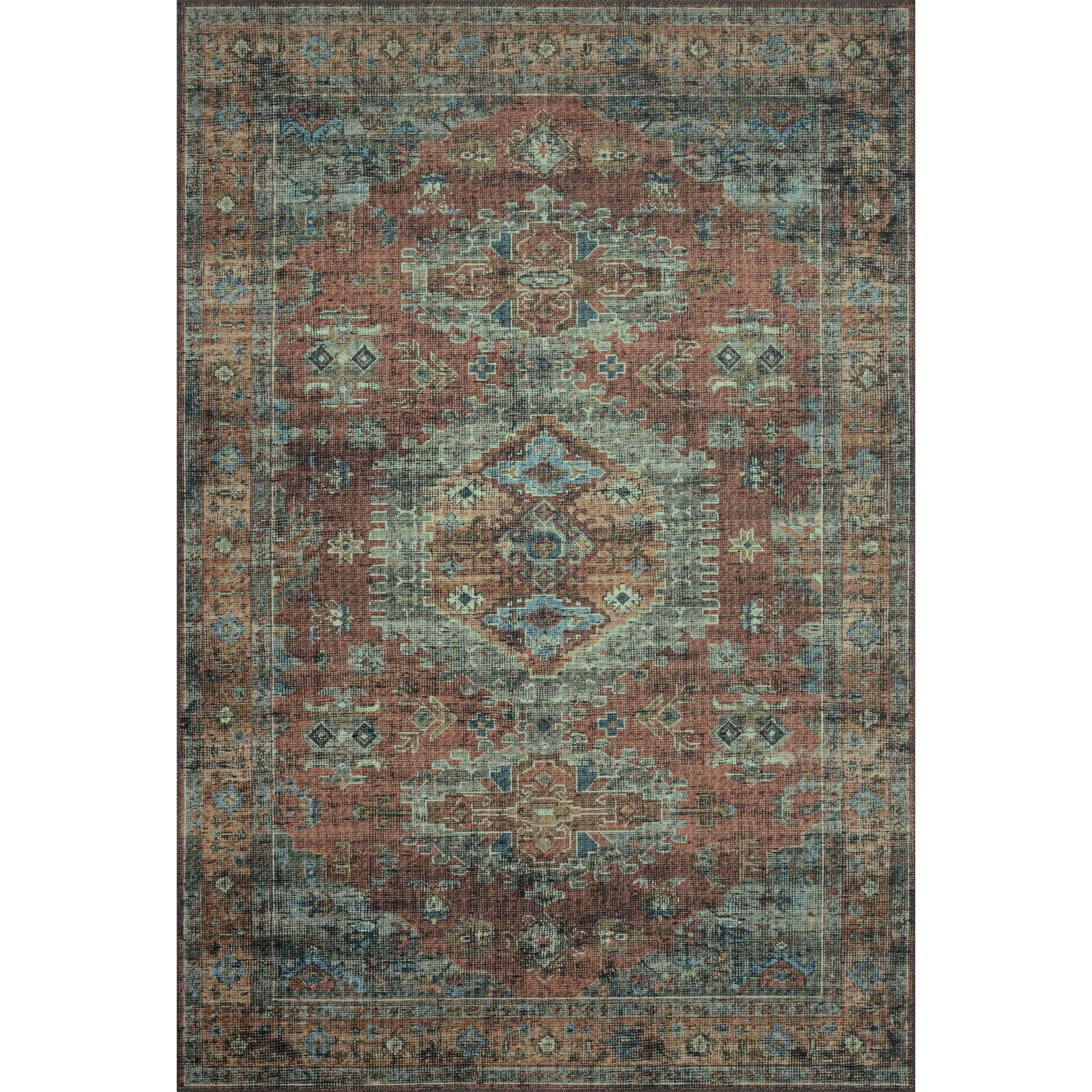 Skye SKY-07 Rug by Loloi II in terracotta, sky. Made from 100% polyester in a traditiona