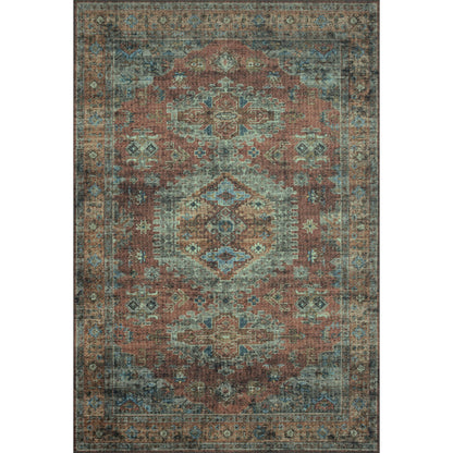 Skye SKY-07 Rug by Loloi II in terracotta, sky. Made from 100% polyester in a traditiona
